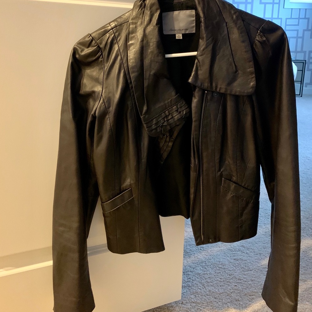 Dark purple/black soft genuine leather Jacket
